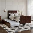 Portland Twin XL Wood Platform Bed with Matching Footboard & Trundle in Walnut