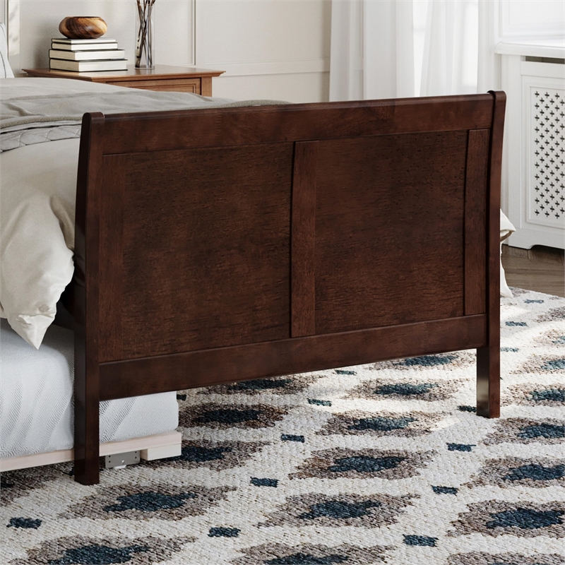 Portland Twin XL Wood Platform Bed with Matching Footboard & Trundle in Walnut