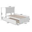 AFI Metro Twin XL Solid Wood Bed with Twin XL Trundle in White