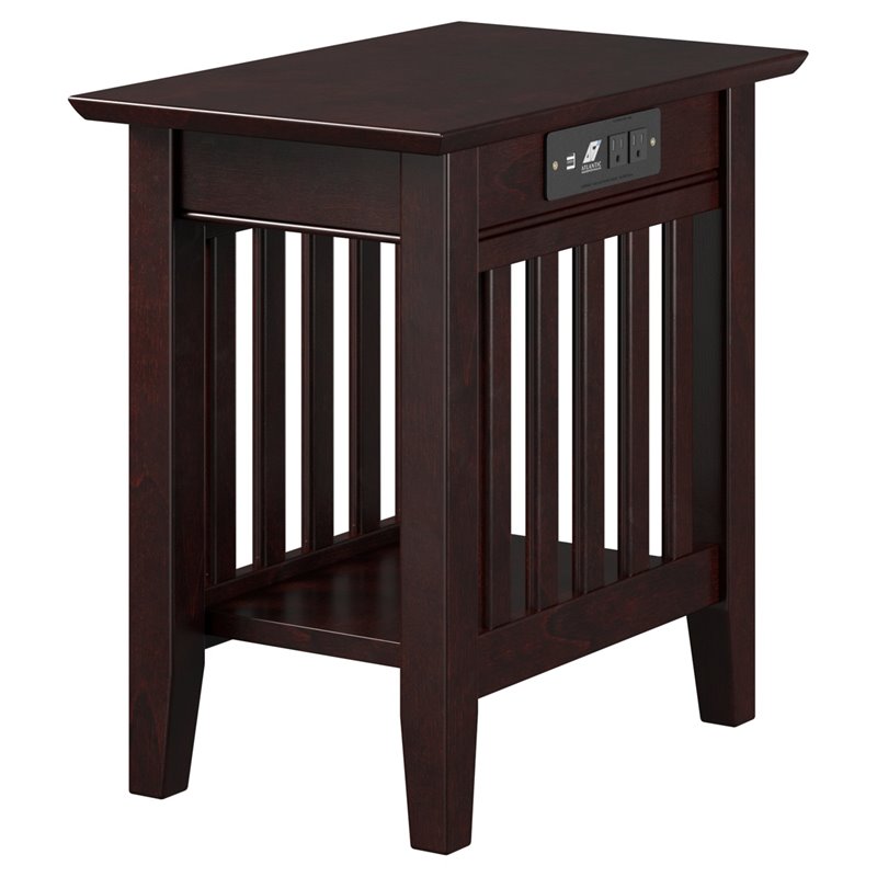 Atlantic Furniture Mission 14" Solid Wood Charger End Table in Espresso Cymax Business