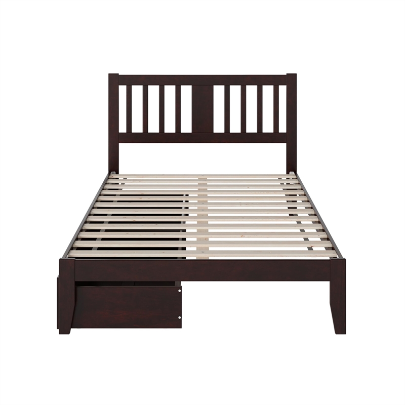 AFI Tahoe Twin Solid Wood Platform Bed with 2 Drawers in White