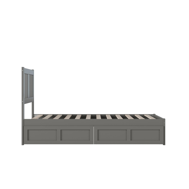 AFI Tahoe Twin Solid Wood Platform Bed with 2 Drawers in Grey