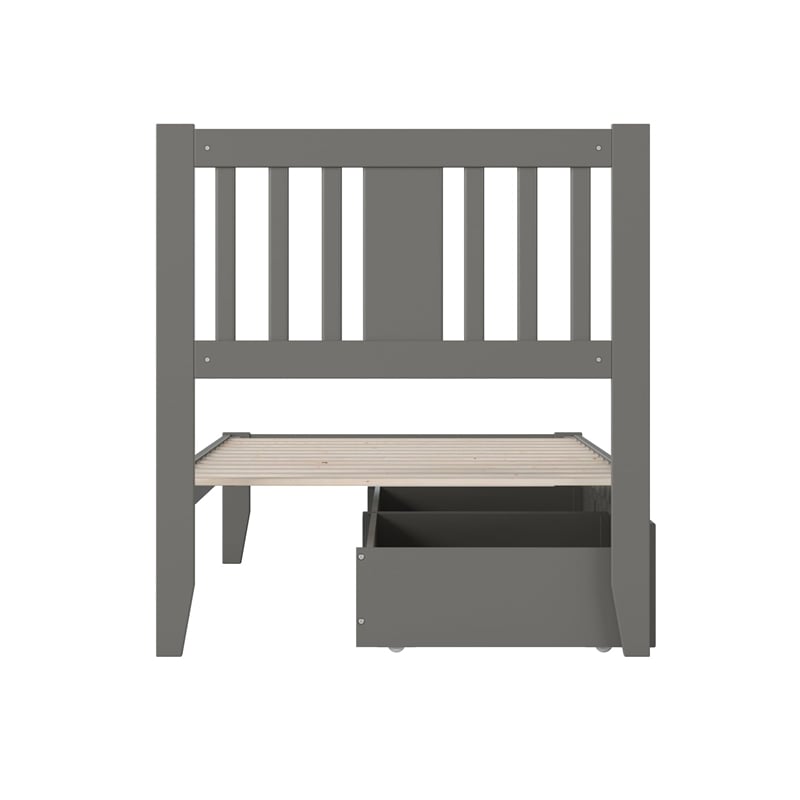 AFI Tahoe Twin Solid Wood Platform Bed with 2 Drawers in Grey
