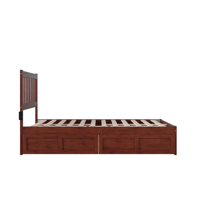 AFI Tahoe Full Storage Solid Wood Bed with USB Turbo Charger in Walnut