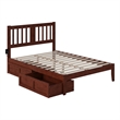 AFI Tahoe Full Storage Solid Wood Bed with USB Turbo Charger in Walnut