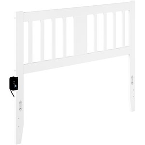 Atlantic Furniture Tahoe Full Spindle Headboard with USB Turbo Charger in White