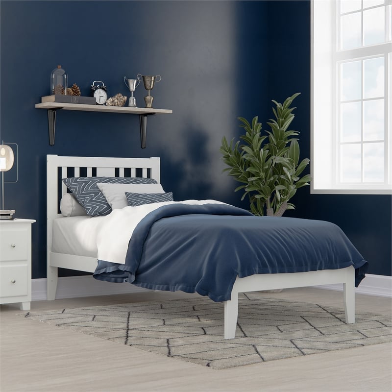 AFI Tahoe Twin XL Solid Wood Spindle Platform Bed in White