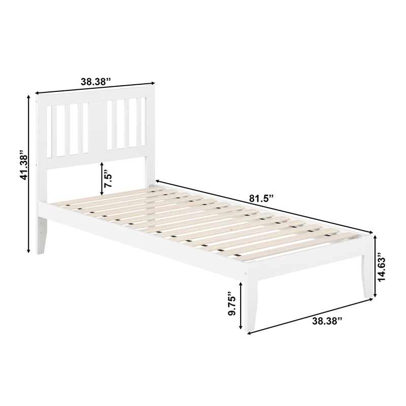 AFI Tahoe Twin XL Solid Wood Spindle Platform Bed in White