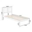 AFI Tahoe Twin XL Solid Wood Spindle Platform Bed in White