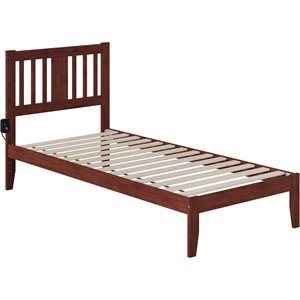 Atlantic Furniture Tahoe Twin XL Spindle Bed with USB Turbo Charger in Walnut
