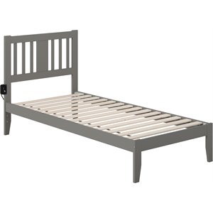 atlantic furniture tahoe solid wood spindle platform bed with usb turbo charger in gray