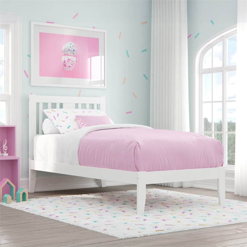 AFI Tahoe Twin Spindle Solid Wood Platform Bed in White
