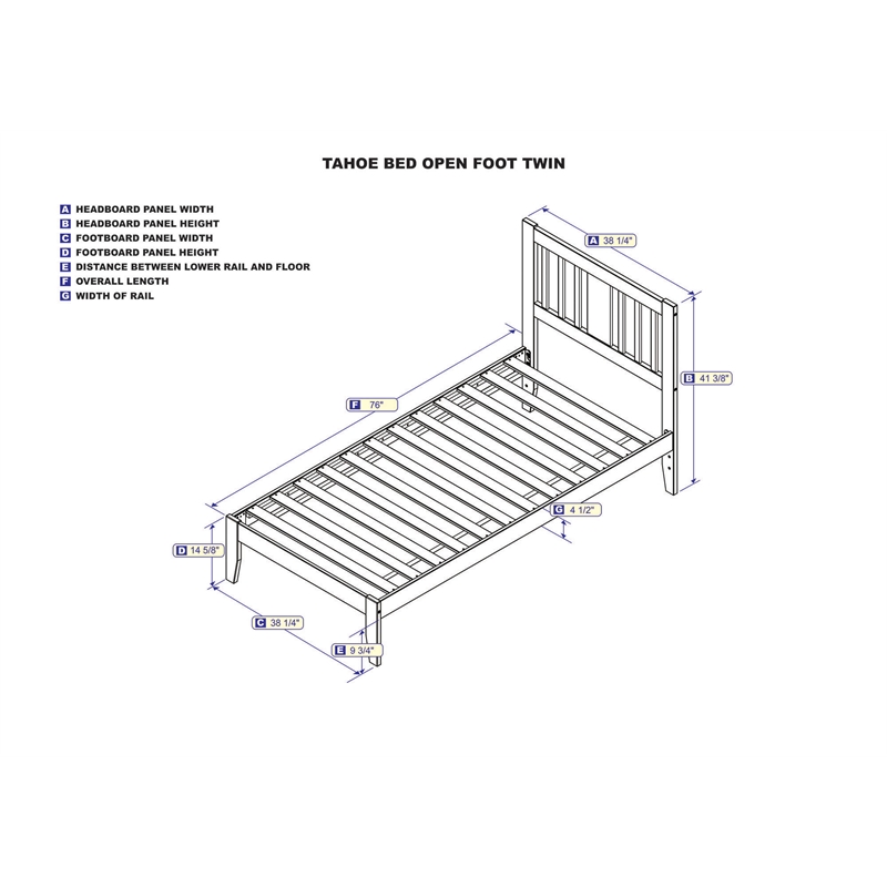 AFI Tahoe Twin Spindle Solid Wood Platform Bed in White
