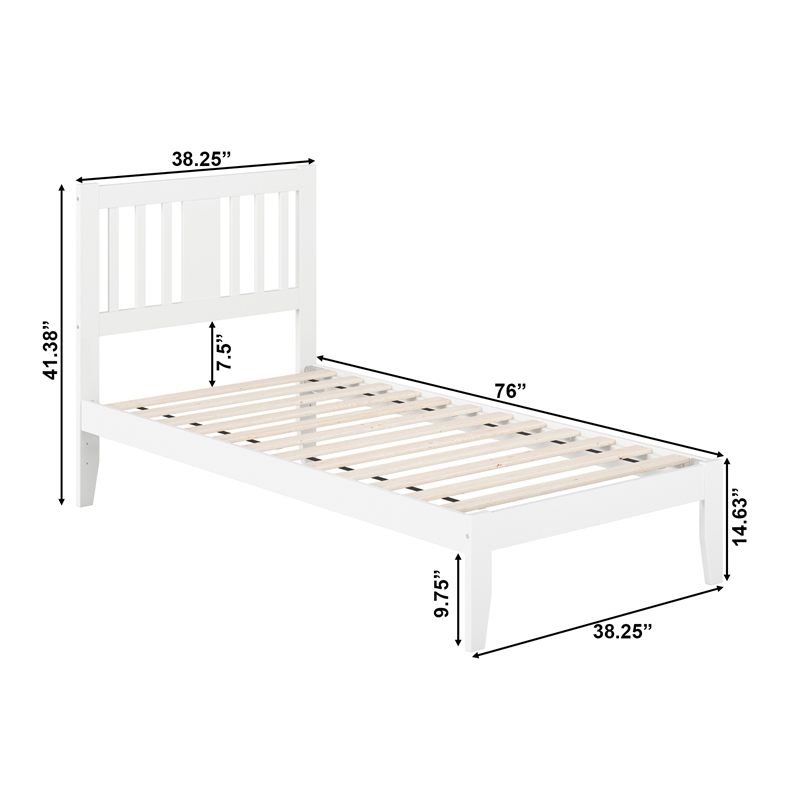 AFI Tahoe Twin Spindle Solid Wood Platform Bed in White