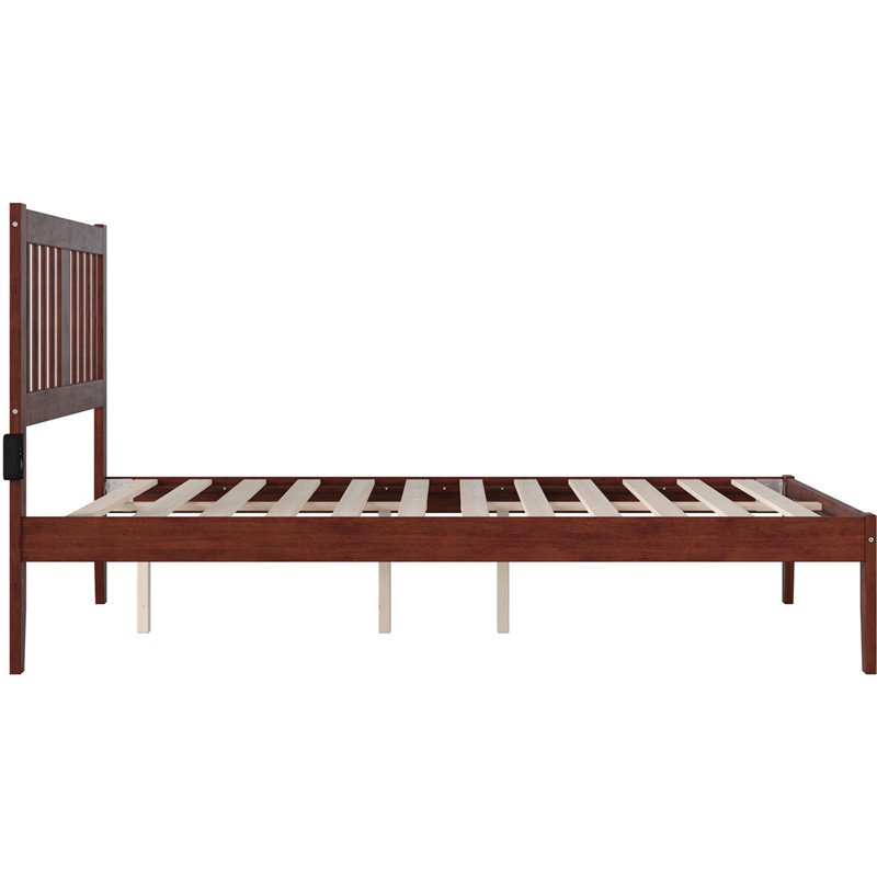 Atlantic Furniture Tahoe Full Spindle Bed with USB Turbo Charger in Walnut 