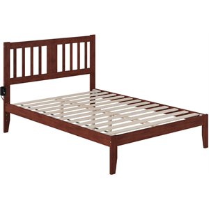 Atlantic Furniture Tahoe Full Spindle Bed with USB Turbo Charger in Walnut
