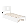 AFI Tahoe Twin XL Solid Wood Bed and Twin XL Trundle with USB Charger in White