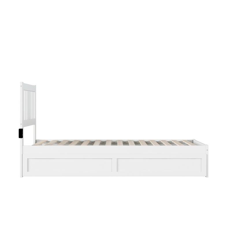 AFI Tahoe Twin XL Solid Wood Bed and Twin XL Trundle with USB Charger in White