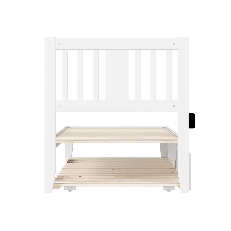 AFI Tahoe Twin XL Solid Wood Bed and Twin XL Trundle with USB Charger in White