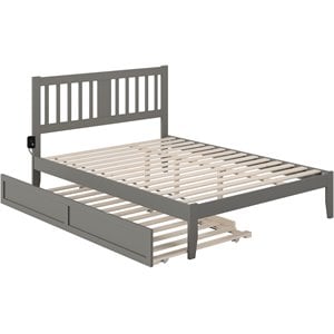 Atlantic Furniture Tahoe Queen Spindle Bed and Trundle with USB Charger in Gray