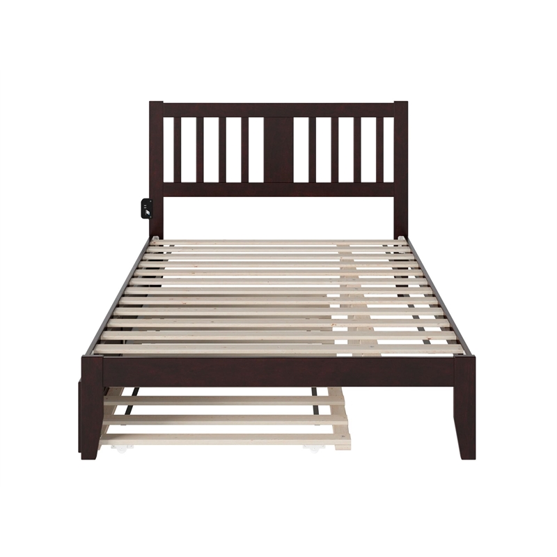 AFI Tahoe Twin Solid Wood Platform Bed with Twin Trundle in Grey