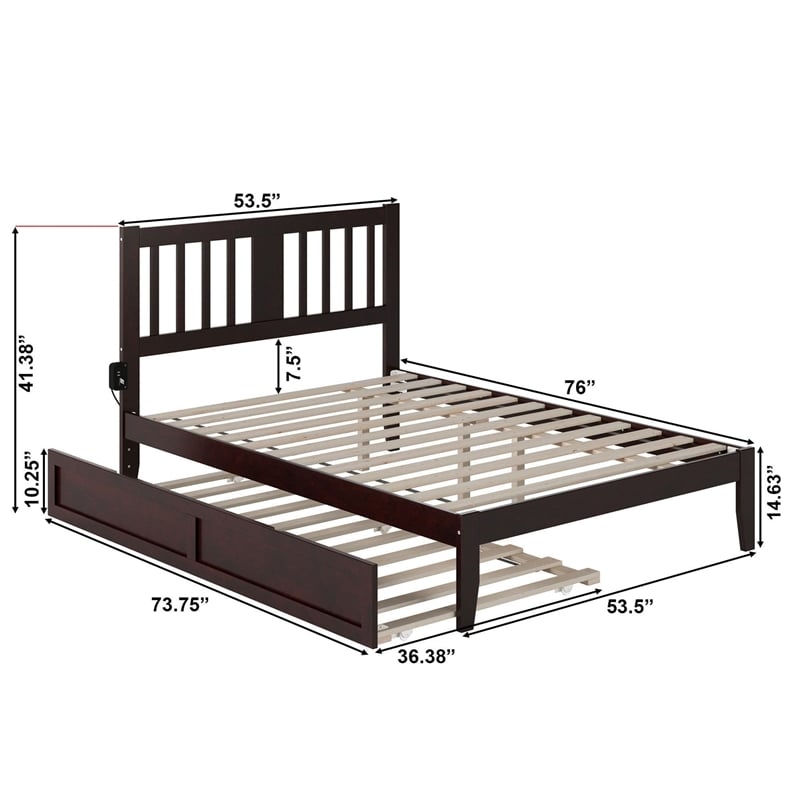 AFI Tahoe Twin Solid Wood Platform Bed with Twin Trundle in Grey