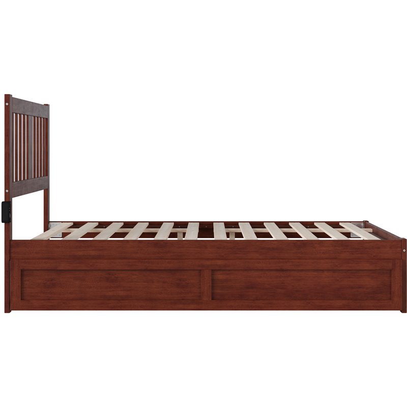 Atlantic Furniture Tahoe Full Spindle Bed with USB Turbo Charger in Walnut 
