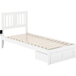 Atlantic Furniture Tahoe Twin XL Foot Storage Bed with USB Charger in White