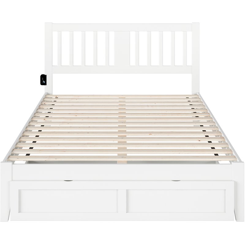 AFI Tahoe Queen Solid Wood Foot Drawer Bed with USB Turbo Charger in White