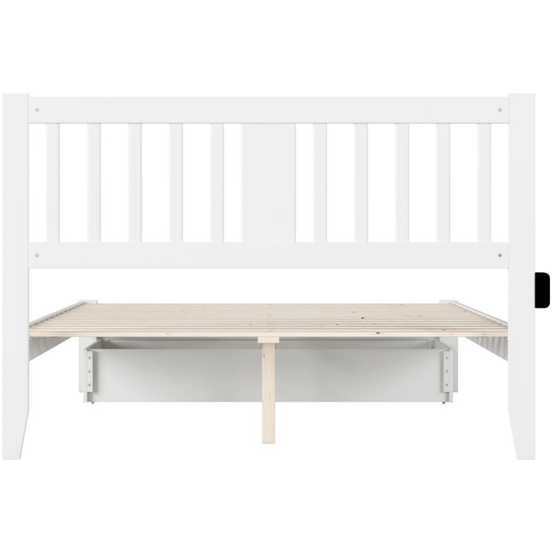 AFI Tahoe Queen Solid Wood Foot Drawer Bed with USB Turbo Charger in White