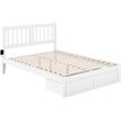 AFI Tahoe Queen Solid Wood Foot Drawer Bed with USB Turbo Charger in White