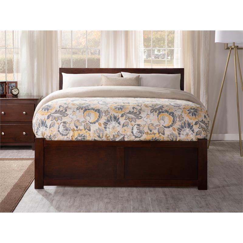 AFI Orlando Queen Solid Wood Platform Bed with Twin XL Trundle in Walnut