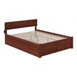 AFI Orlando Queen Solid Wood Platform Bed with Twin XL Trundle in Walnut