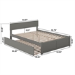 Orlando Queen Wood Platform Bed with Footboard and Twin XL Trundle in Grey