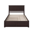 Nantucket Queen Wood Platform Bed with Footboard and Twin XL Trundle in Espresso