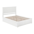 Nantucket Queen Wood Platform Bed with Footboard and Twin XL Trundle in White