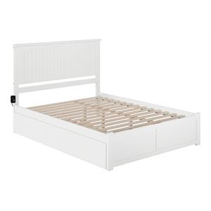Atlantic Furniture Nantucket Wood Queen Bed with Footboard/Trundle in White