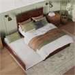 Madison Queen Wood Platform Bed with Footboard and Twin XL Trundle in Walnut