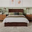 Madison Queen Wood Platform Bed with Footboard and Twin XL Trundle in Walnut