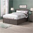 Madison Queen Wood Platform Bed with Footboard and Twin XL Trundle in Grey
