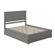 Madison Queen Wood Platform Bed with Footboard and Twin XL Trundle in Grey