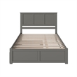Madison Queen Wood Platform Bed with Footboard and Twin XL Trundle in Grey