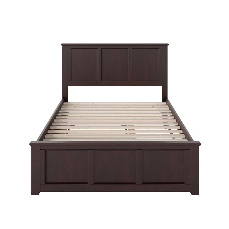 Madison Queen Platform Bed with Matching Footboard & Twin XL Trundle in Espresso