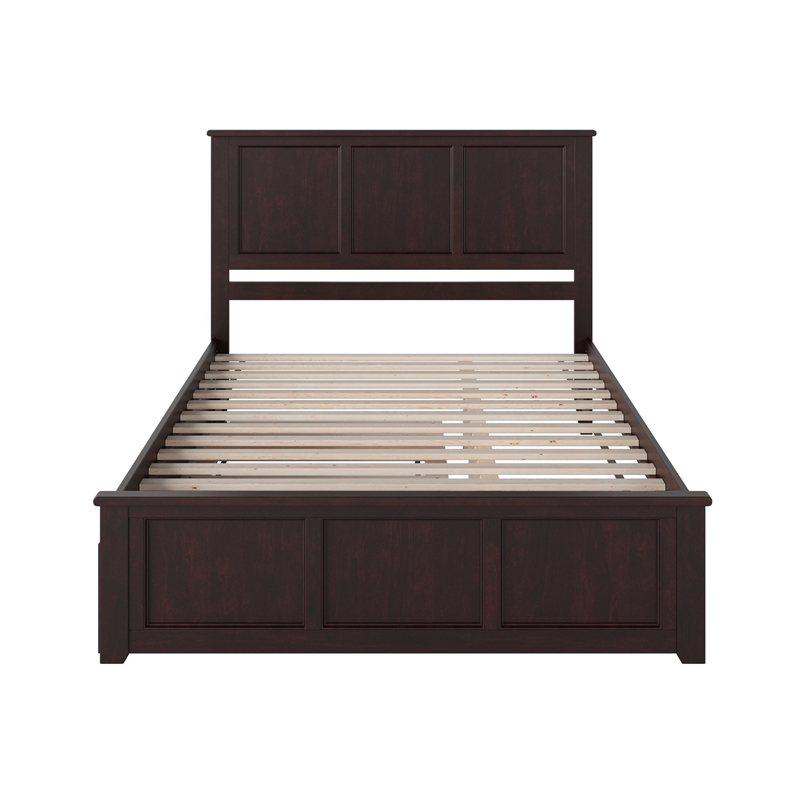 Madison Queen Platform Bed with Matching Footboard & Twin XL Trundle in Espresso