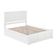 Madison Queen Platform Bed with Matching Footboard & Twin XL Trundle in White