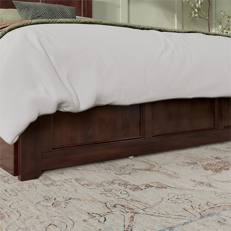 Madison Queen Platform Bed with Matching Footboard & Twin XL Trundle in Walnut