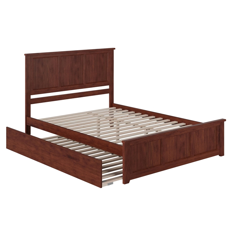 Madison Queen Platform Bed with Matching Footboard & Twin XL Trundle in Walnut