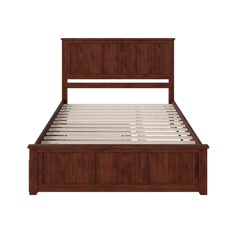 Madison Queen Platform Bed with Matching Footboard & Twin XL Trundle in Walnut