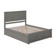 Madison Queen Platform Bed with Matching Footboard & Twin XL Trundle in Grey