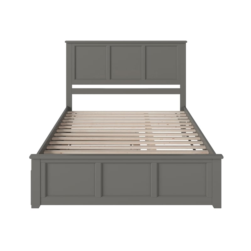 Madison Queen Platform Bed with Matching Footboard & Twin XL Trundle in Grey